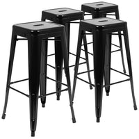 Flash Furniture Tabouret De Bar 30" - Empilable-Noir - Paquet De 4 (4ET3132030BKR)-Tabouret industriel moderne en métal noir