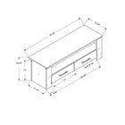 Monarch Specialties - 2602 Meuble Tv - 48 po L/Taupe Fonce Et 2 Tiroirs De Rangement-1 grande tablette de rangement ouverte