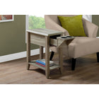 Monarch Specialties - 3198 Table D'Appoint - 23 po H/Taupe Fonce Avec Support A Verre-Tiroir caché à coulisses en métal pour placer des objets à portée de main