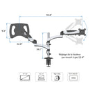 ShoppingAll Support à bras entièrement réglable pour deux écrans et adaptateur pour ordinateur portable - Blanc-Conçu avec des bras amovibles et un système de ressort à gaz pneumatique, il offre une grande flexibilité dans le positionnement de vos écrans