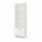 South Shore - Step One - Bibliothèque 3 tablettes avec porte - Blanc solide-Bibliothèque versatile: que ce soit pour le salon, une chambre à coucher, le sous-sol ou le bureau, ce meuble discret ne prend pas beaucoup de place et permet d’ajouter du rangement accessible. Sa taille fine fait qu’il est parfait pour les pièces de plus petite dimension.