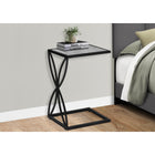 Monarch Specialties - 3305 Table D'Appoint - 25 po H/Fausse Pierre Grise/Metal Noir-Surface de table rectangulaire au fini texturé aspect pierre gris