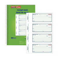 Staples - Livret de facturation bilingue à reliure spiralée, 100 exemplaires triples, 4 reçus par page, autocopiant, 7 x 10 po-Livret de reçus bilingue qui permet d'émettre facilement des reçus d'ordre général en anglais ou en français