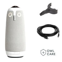 Owl Labs - Pack premium - de caméra de visioconférence intelligente Meeting Owl 3-Meilleure Collaboration : Le Meeting Owl 3 capture la vidéo à 360 degrés en HD 1080p et l'audio à 360 degrés jusqu'à 18 pied (5,5 m). Se concentre automatiquement sur la personne qui parle pour favoriser une collaboration active et une participation accrue, tout en affichant une vue à 360 degrés de la salle.