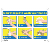 Zenith - Enseigne avec pictogramme - Don't Forget to Wash Your Hands - 10" x 14" - Plastique-Don't Forget to Wash Your Hands