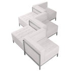 Flash Furniture – Mobilier modulaire HERCULES Imagination, chaises et pouf, cuir blanc, 5 modules (ZBIMAGSET5WH)-Modèle contemporain