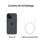 Apple - iPhone 15 6,1 po ecran Liquid Retina, 128 Go, Noir, Bell et Virgin Plus-Garantie limitée d'un an du fabricant