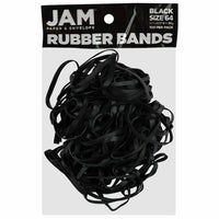 JAM PAPER - elastiques colores, Taille 64, Paquet de 100, Noir-Couleur : Noir
