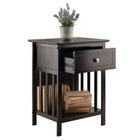 Winsome - Table d'appoint Marcel, fini café (23117)-Tiroir de taille standard