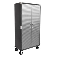 Seville Classics - Armoire de rangement roulante UltraHD - 36 po L x 18 po l x 72 po H - Graphite-2 portes verrouillables en acier inoxydable avec loquet magnétique (2 clés incluses)