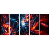 Designart – Art contemporain sur toile, rouge et noir se détachant, 5 panneaux (PT3067-401)-Impression