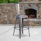 Flash Furniture - Tabouret de bar à enduit lustré de 30 pouces de hauteur pour l'intérieur avec dossier-Le renfort transversal sous le siège offre une stabilité supplémentaire