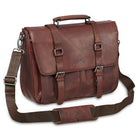 Mancini - Mallette pour portatif de 15 po 99-5464 avec pochette anti-RFID, un compartiment, 15,25 x 4 x 11,5 po, brun-Bandoulière ajustable et amovible
