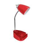 LimeLights -Lampe de bureau organisateur à col de cygne de 18 1/2 po avec support et port USB -Rouge-Lampe de bureau à col de cygne avec support pour tablette et port USB