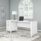 Bush Furniture - Bureau 72 po avec tiroirs Somerset - Blanc-Le bureau d’ordinateur comprend un passe-fils pratique pour garder les fils et les câbles à l’écart