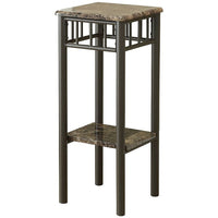 Monarch Specialties - 3044 Table D'Appoint - Marbre Espresso/Metal Bronze-Cette table d'appoint est dotée d'une surface élégante simili-marbre cappuccino offrant un style chaleureux à toute pièce. La base en métal bronzé offre un support robuste et une allure chic. Utilisez-la pour poser une plante ou un objet décoratif favori.