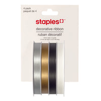 Staples - Rubans Signature 4 Channel - Argent - Or - Noir - Blanc-Ruban decoratif