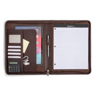 Bugatti Vegan leather calculator padfolio, Brown (WRC5043BU-BROWN)-Contour à fermeture éclair