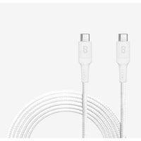 LOGiiX Piston Connect TG AS USB-C vers USB-C 3m - Blanc-Charge ultra-rapide pour ordinateurs portables, tablettes et smartphones avec ce câble USB-C tressé