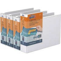 QuickFit Reliure QuickFit  View robuste, 8,5 po x 11 po, orientation paysage, anneaux ronds 2 po, Blanc, paquet de 4-2 po