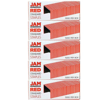 JAM PaperMD – Agrafes de taille standard, rouge, paquet de 5-Taille : 0,5 x 0,25 po