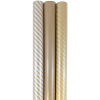 JAM Paper Papier emballage Kraft de qualité supérieure, 87,5 pi2, rayures et unis, 3/paquet (77432531)-Papier d’emballage cadeau