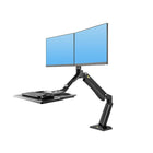 Poste de travail assise debout support à double bras pour écran pc de 22-27 po avec port USB de North Bayou FC40-2AB, Noir-Verticale de distance: 17,3 po