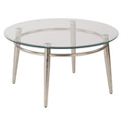 Avenue Six – Table basse ronde Brooklyn -Surface en verre, pattes en nickel brossé