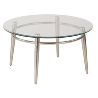Avenue Six – Table basse ronde Brooklyn -Surface en verre, pattes en nickel brossé