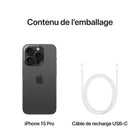 Apple - iPhone 15 Pro 6,1 po ecran Liquid Retina, 512 Go, Titane noir, Bell et Virgin Plus-Garantie limitée d'un an du fabricant