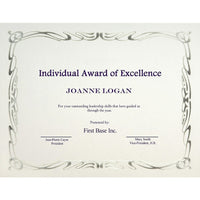 Certificats St. James Bond Élite, toile, blanc, motif Déco à métallisation de ton or, 24 lb (90 g/m2), 8 1/2 x 11 po, 12/emb.-Modèles téléchargeables sans frais à www.first-base.com