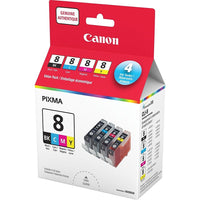 Canon - Réservoirs d'encre CLI-8 noir/couleur, paquet économique (0620B020)-Une cartouche de chaque couleur : CLI-8 noir, cyan, magenta et jaune