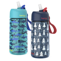 Bentgo - Bouteille d'eau pour enfants - Fusée/Requin - Paquet de 2-La bouteille d'eau contient 15 onces de liquide pour favoriser l'hydratation à chaque instant de la journée