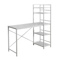 Monarch Specialties - 7165 Bureau 48 po L - Dessus Blanc/Metal Blanc-Ce bureau d'ordinateur compact et moderne de 48 pouces de long avec rangement latéral en finition stratifiée blanche est la solution idéale pour économiser de l'espace dans un bureau à domicile contemporain.