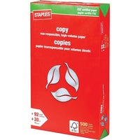 Papier copie certifié FSC de Staples, 20 lb, 8,5 po x 14 po, blanc, 500 feuilles-8 1/2 po x 14 po