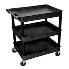 Luxor – Chariot robuste à 3 tablettes de style bac, noir (TC111-B)-Ces chariots tout usage Luxor de la série TC sont dotés de tablettes et de pattes en plastique moulé de mousse structurée en polyéthylène haute densité, ils résistent aux taches, aux rayures, aux bosselures et à la rouille. Doté d’un rebord de retenue à l’arrière et sur les côtés des tablettes.