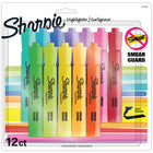 Sharpie - Surligneurs de type réservoir à pointe biseautée de - couleurs variées - Paquet de 12-Encre Smear Guard conçue pour résister au maculage