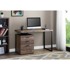 Monarch Specialties - 7408 Bureau 48 po L - Faux Bois Brun/Metal Noir-Conçu de manière durable avec une finition stratifiée brune d'aspect bois récupéré et un pied en forme de U en métal noir robuste pour un aspect contemporain, avec un plateau facile à nettoyer, idéal pour étudier, écrire ou travailler sur votre ordinateur portable.