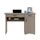 Sauder 47"W La Collection Beginnings Bureau - Finition Silver Sycamore-Espace rangement dissimulé derrière porte. Grand tiroir/tablette avec un panneau rabattable pour clavier/souris. Petit tiroir avec coulisseaux en métal et butées de sécurité.