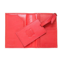 Designer Ashlin  Portefeuille passeport Amsterdam Rfid Blocking  Cuir de vachette grainé  Rouge-Couverture biplie de portefeuille de passeport de bouclier RFID.