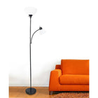 Simple Designs – Lampe de sol à incandescence, noir (LF2000-BLK)-La lampe de sol utilise 1 ampoule de type A de 150 W à 3 intensités, base moyenne (non incluse) La lampe de lecture utilise 1 ampoule de type A de 60 W, base moyenne (non incluse)