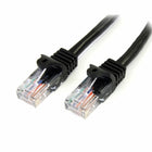 StarTech  Câble de raccordement anti-accrochage de catégorie 5e avec connecteur RJ-45 UTP, noir, 25 pi-Les connecteurs en or de 50 microns garantissent une conductivité optimale tout en éliminant les pertes de signaux en raison de l’oxydation ou la corrosion