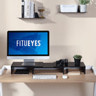 Fitueyes - Support double pour écran - Support pour écran d'ordinateur à 3 étagères avec longueur et angle réglables - Noir-Capacite de charge maximale : 55 livres