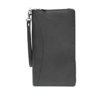 Ashlin® – Portefeuille de voyage La Padula avec couvre-passeport amovible, 2 pièces, cuir, noir-Portefeuille de voyage avec couvre-passeport amovible. Fermeture à glissière