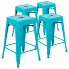 Flash Furniture Tabouret De Bar 24" - Empilable-Sarcelle - Paquet De 4 (4ET3132024TLR)-Prêt à l'emploi - Aucun assemblage requis