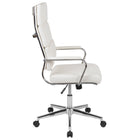 Flash Furniture Chaise De Bureau Pivotante Exécutive Leathersoft Panel-Blanc (BT20595H2WH)-Conception à dossier haut avec barre de cintre au dos
