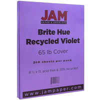 JAM Paper Papier couverture cartonné recyclé Brite Hue lisse, 8 1/2 x 11 po, violet, 250 feuilles/rame-Violet