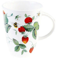 Roy Kirkham – Ensemble de 6 tasses Louise, modèle Fraises des bois-Ensemble de 6 tasses Louise en porcelaine à la cendre d’os, modèle Fraises des bois