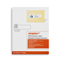 Staples - Étiquettes d'adresse blanches pour imprimantes jet d'encre/laser, 1" x 4", paq./2000-Créez des étiquettes personnalisées