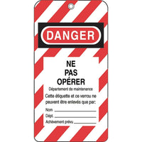 Honeywell - Étiquettes De Verrouillage, Plastique, 3po La X 5-3/4po H, Français, paquet de 50-Hauteur 5-3/4po